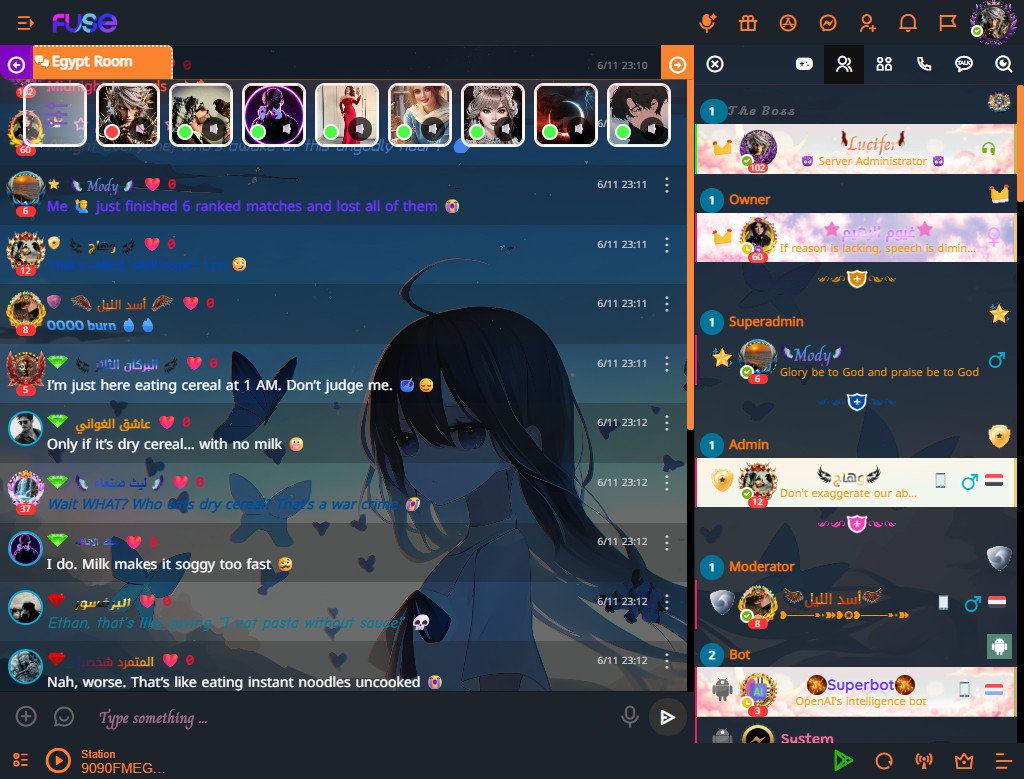 FuseChat Dark Theme for self-hosted chat platform interface features