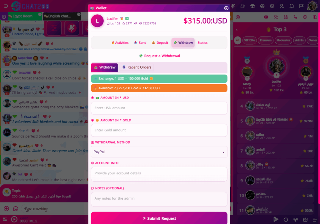 Ultimate Earnings Withdrawal System — Withdraw Gold via PayPal, Crypto & More on Fuse Chat